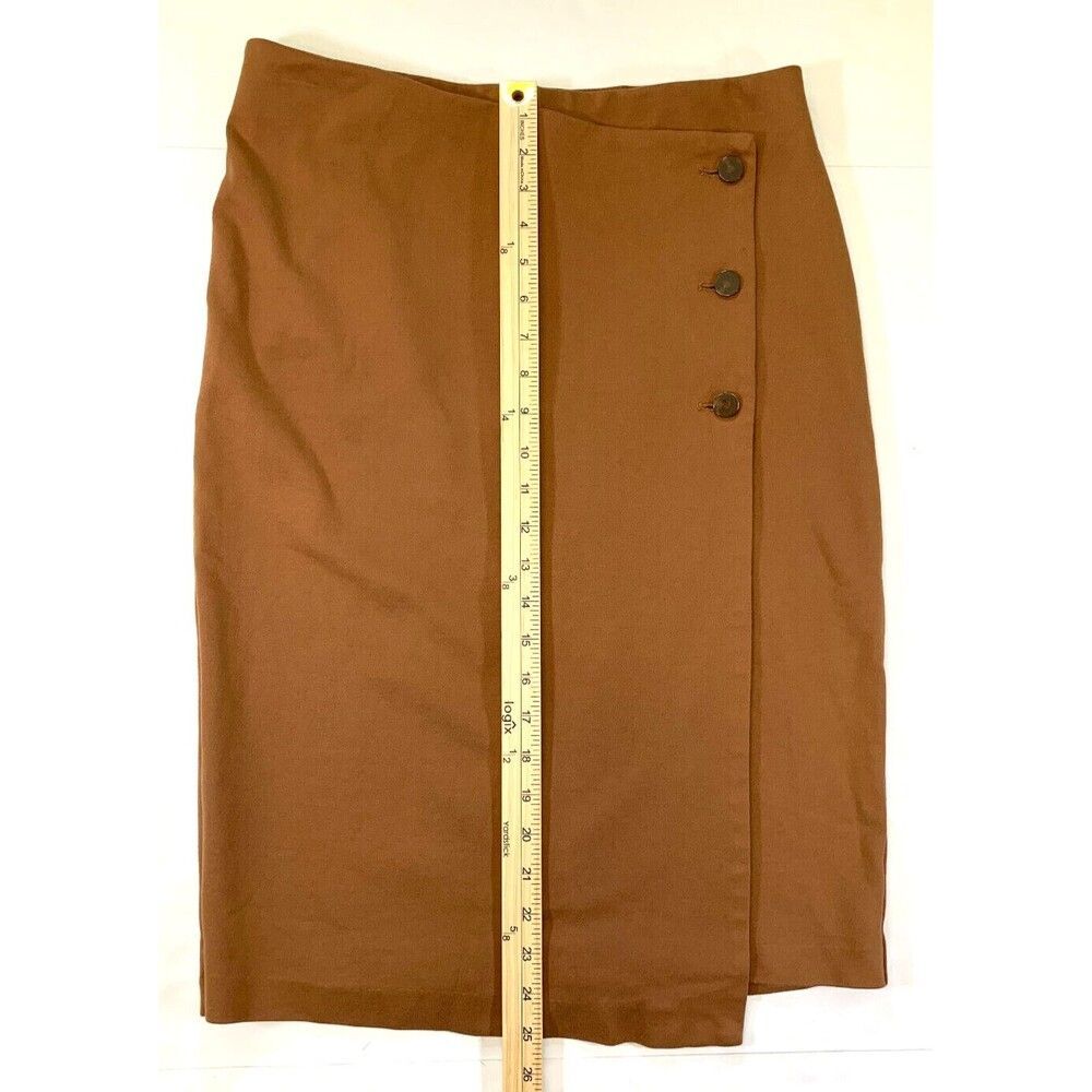 Rachel Zoe Pencil Skirt Womens S Wrap Knee Midi Stretch Button Office Casual - Picture 7 of 9
